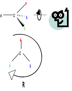 Représentation de la molécule en configuration R
