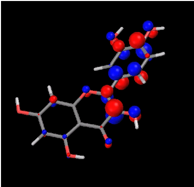 Distribution de la HOMO (Highest Occupied Molecular Orbital) pour la Quercétine