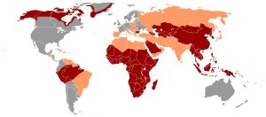Prévalence de l'HBV dans le Monde en 2005