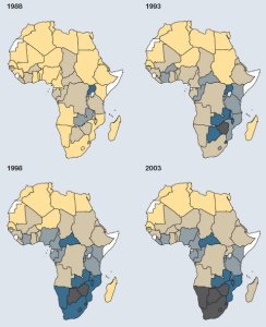 Prévalence du sida en Afrique entre 1988 et 2003