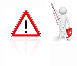 Image logo attention et Clipart bonhomme et thermomètre
