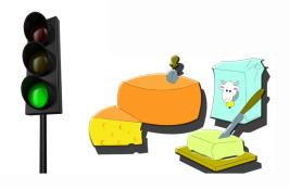 Image clipart feu vert et produits laitiers